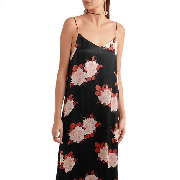 ganni floral slip dress